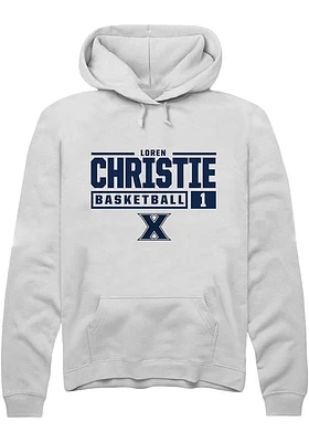 Loren Christie  Rally Xavier Musketeers Mens White NIL Stacked Box Long Sleeve Hoodie