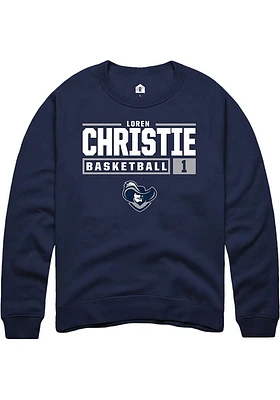 Loren Christie  Rally Xavier Musketeers Mens Navy Blue NIL Stacked Box Long Sleeve Crew Sweatshirt