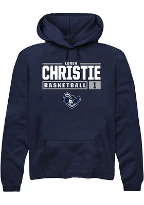 Loren Christie  Rally Xavier Musketeers Mens Navy Blue NIL Stacked Box Long Sleeve Hoodie
