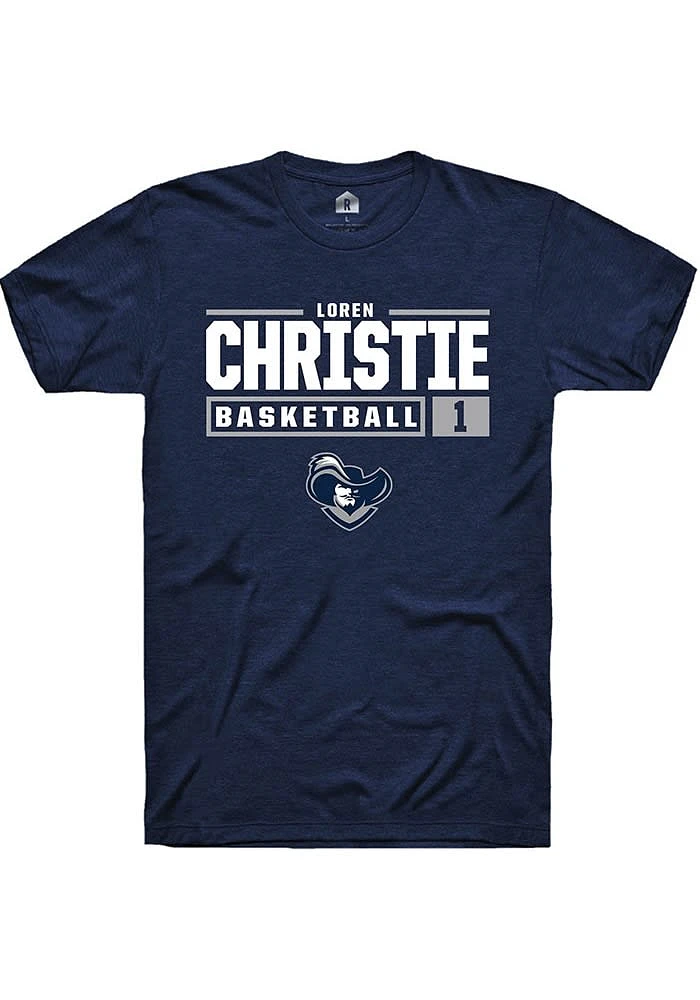 Loren Christie Xavier Musketeers Navy Blue Rally NIL Stacked Box Short Sleeve T Shirt