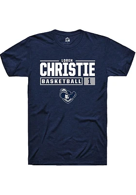 Loren Christie  Xavier Musketeers Navy Blue Rally NIL Stacked Box Short Sleeve T Shirt