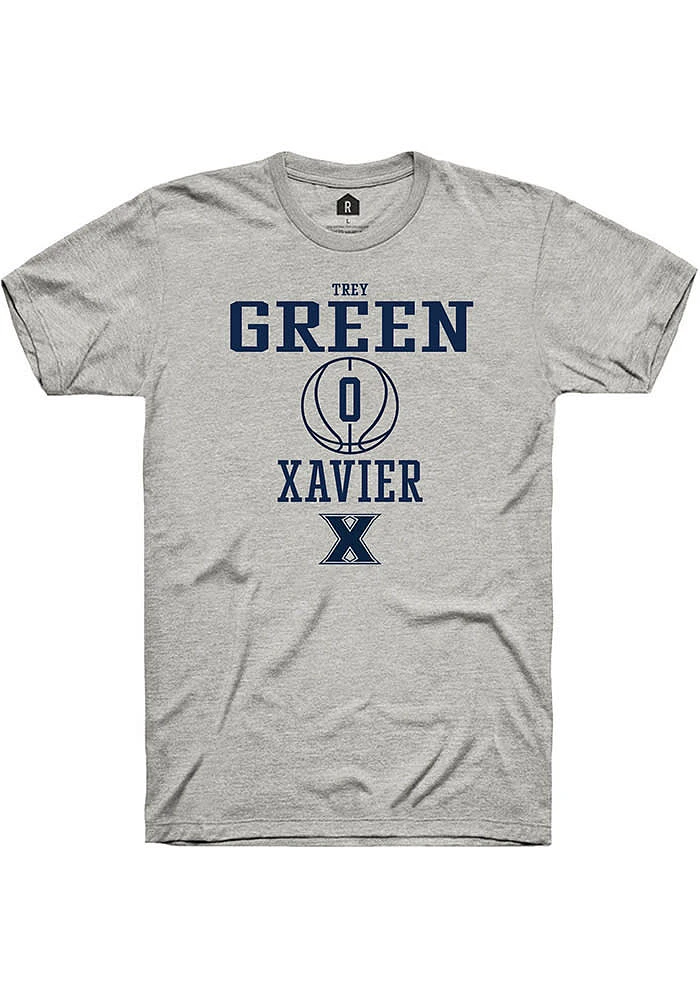 Trey Green  Xavier Musketeers Ash Rally NIL Sport Icon Short Sleeve T Shirt