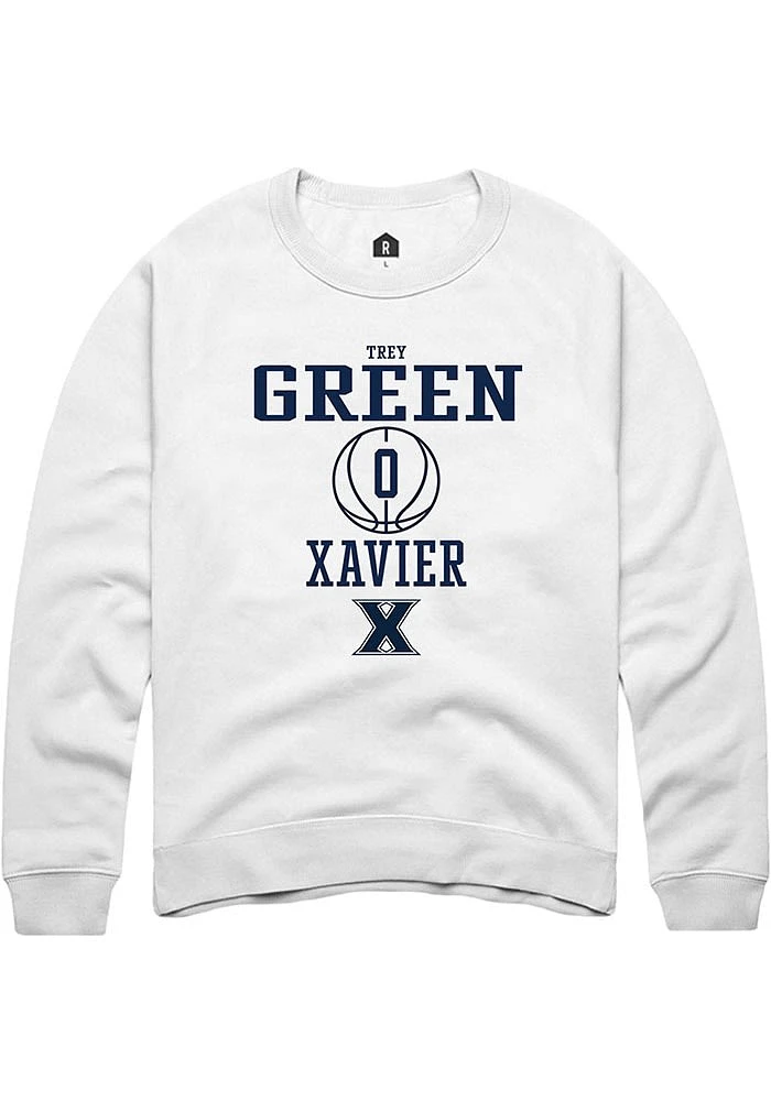 Trey Green Rally Xavier Musketeers Mens NIL Sport Icon Long Sleeve Crew Sweatshirt