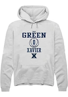 Trey Green  Rally Xavier Musketeers Mens White NIL Sport Icon Long Sleeve Hoodie