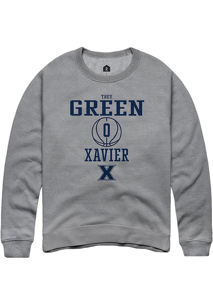 Trey Green  Rally Xavier Musketeers Mens Graphite NIL Sport Icon Long Sleeve Crew Sweatshirt