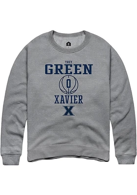 Trey Green  Rally Xavier Musketeers Mens Graphite NIL Sport Icon Long Sleeve Crew Sweatshirt