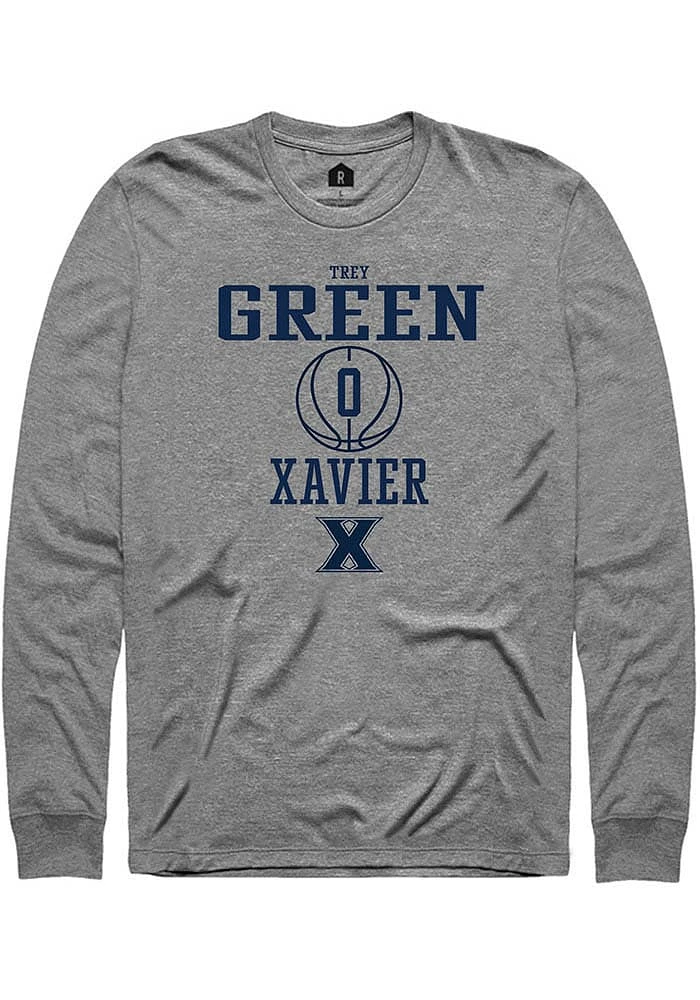 Trey Green  Xavier Musketeers Graphite Rally NIL Sport Icon Long Sleeve T Shirt