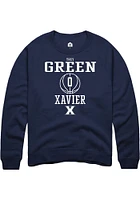 Trey Green  Rally Xavier Musketeers Mens Navy Blue NIL Sport Icon Long Sleeve Crew Sweatshirt