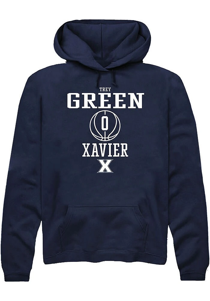 Trey Green  Rally Xavier Musketeers Mens Navy Blue NIL Sport Icon Long Sleeve Hoodie