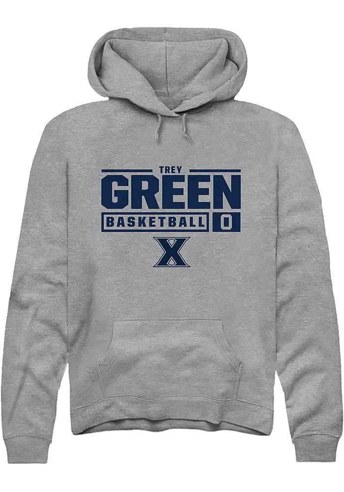 Trey Green  Rally Xavier Musketeers Mens Graphite NIL Stacked Box Long Sleeve Hoodie