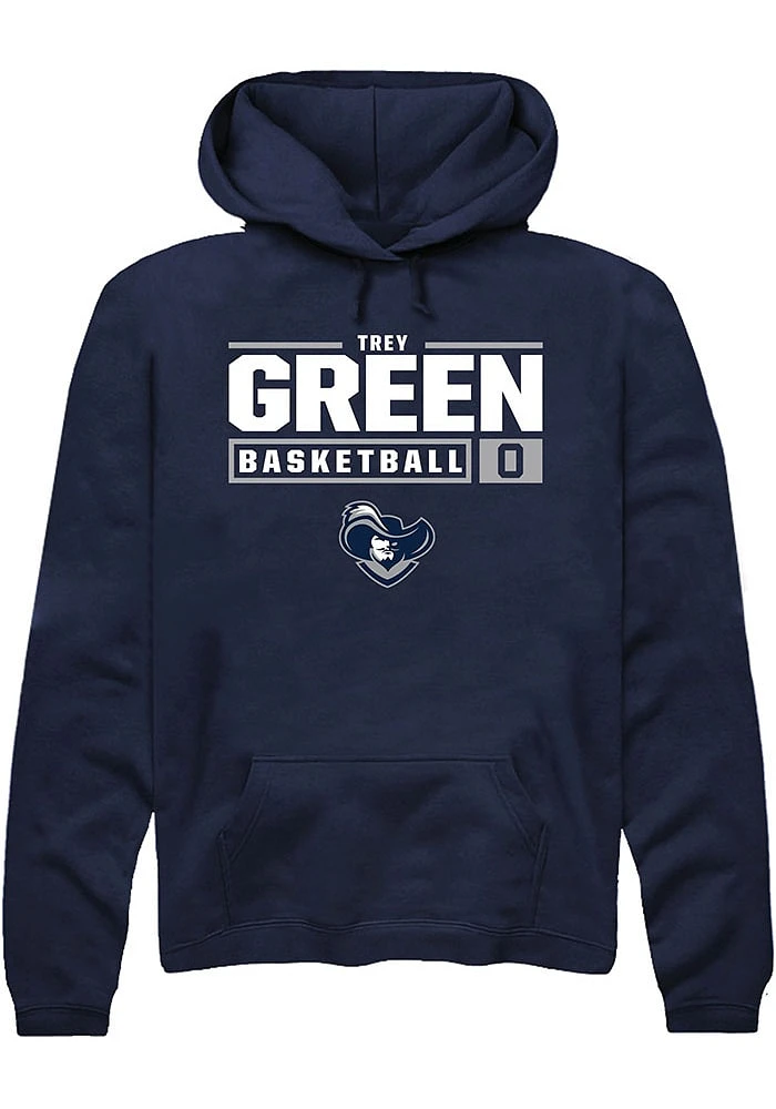 Trey Green  Rally Xavier Musketeers Mens Navy Blue NIL Stacked Box Long Sleeve Hoodie