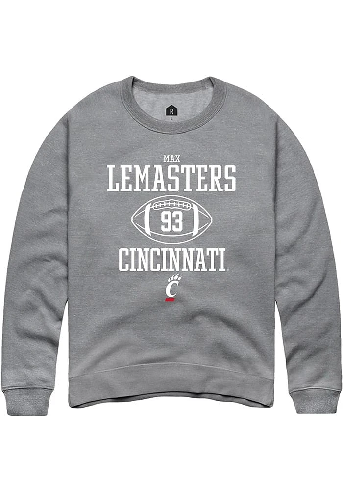 Max Lemasters  Rally Cincinnati Bearcats Mens Graphite NIL Sport Icon Long Sleeve Crew Sweatshirt