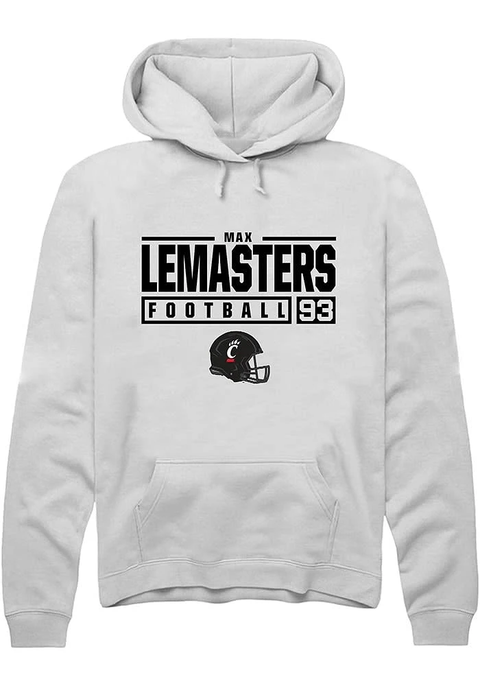 Max Lemasters Rally Cincinnati Bearcats Mens NIL Stacked Box Long Sleeve Hoodie