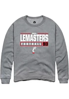 Max Lemasters  Rally Cincinnati Bearcats Mens Graphite NIL Stacked Box Long Sleeve Crew Sweatshirt