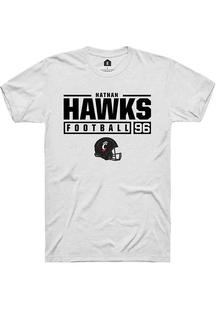 Nathan Hawks Cincinnati Bearcats NIL Stacked Box Short Sleeve T Shirt