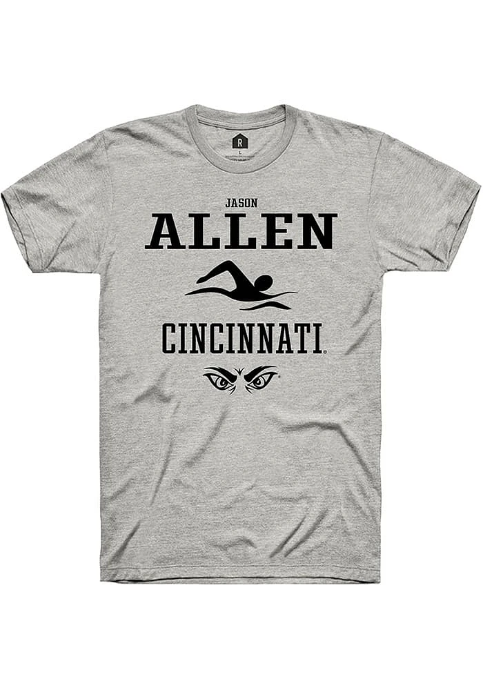 Jason Allen  Cincinnati Bearcats Ash Rally NIL Sport Icon Short Sleeve T Shirt