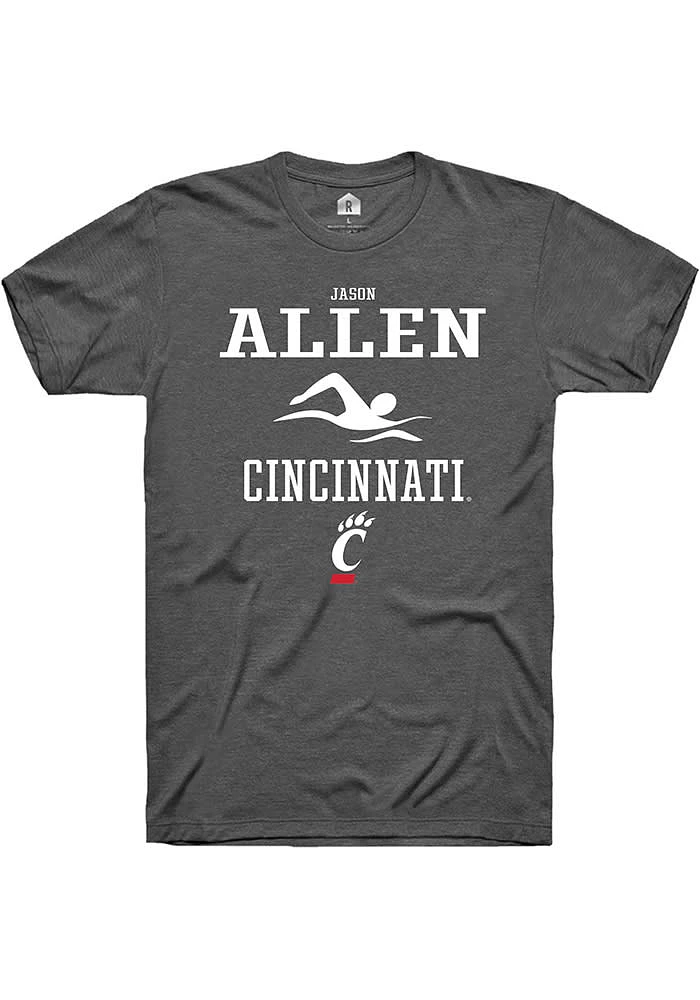 Jason Allen  Cincinnati Bearcats Dark Grey Rally NIL Sport Icon Short Sleeve T Shirt