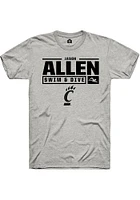 Jason Allen  Cincinnati Bearcats Ash Rally NIL Stacked Box Short Sleeve T Shirt