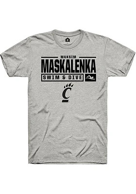 Maksim Maskalenka  Cincinnati Bearcats Ash Rally NIL Stacked Box Short Sleeve T Shirt