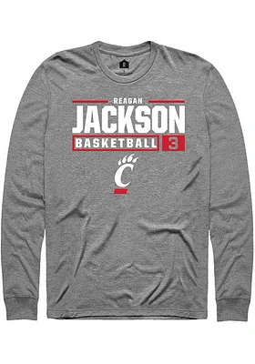 Reagan Jackson  Cincinnati Bearcats Graphite Rally NIL Stacked Box Long Sleeve T Shirt