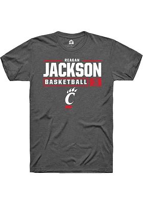 Reagan Jackson  Cincinnati Bearcats Dark Grey Rally NIL Stacked Box Short Sleeve T Shirt