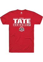 Carnell Tate  Ohio State Buckeyes Red Rally NIL Stacked Box Short Sleeve T Shirt