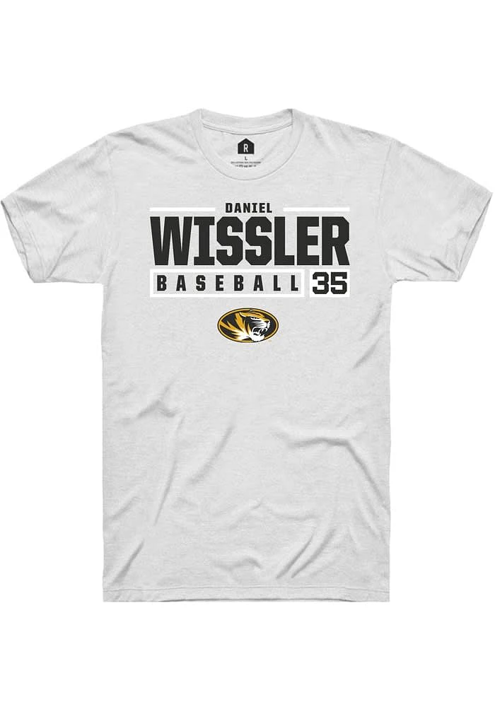 Daniel Wissler Missouri Tigers White Rally NIL Stacked Box Short Sleeve T Shirt