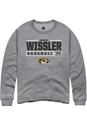 Daniel Wissler  Rally Missouri Tigers Mens Graphite NIL Stacked Box Long Sleeve Crew Sweatshirt
