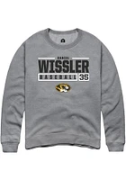 Daniel Wissler  Rally Missouri Tigers Mens Graphite NIL Stacked Box Long Sleeve Crew Sweatshirt