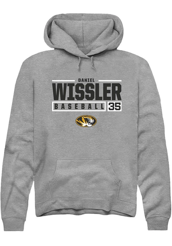 Daniel Wissler Rally Missouri Tigers Mens Graphite NIL Stacked Box Long Sleeve Hoodie