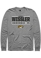 Daniel Wissler  Missouri Tigers Graphite Rally NIL Stacked Box Long Sleeve T Shirt