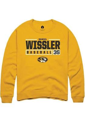 Daniel Wissler  Rally Missouri Tigers Mens Gold NIL Stacked Box Long Sleeve Crew Sweatshirt