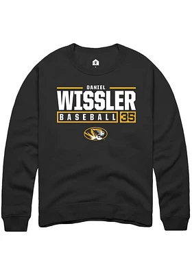 Daniel Wissler  Rally Missouri Tigers Mens Black NIL Stacked Box Long Sleeve Crew Sweatshirt