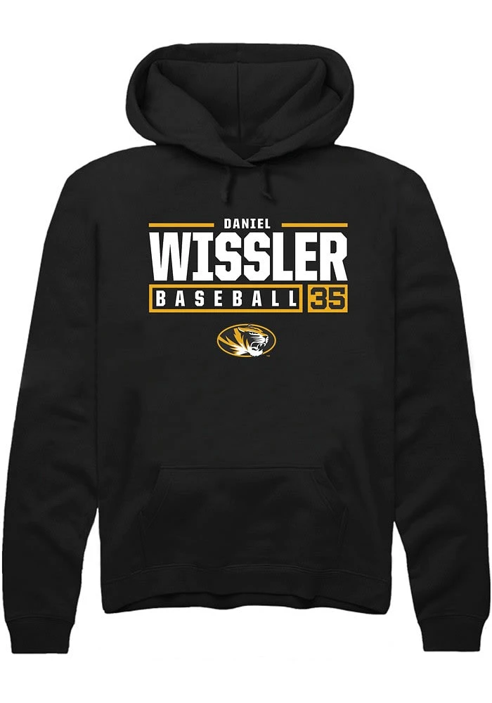 Daniel Wissler Rally Missouri Tigers Mens Black NIL Stacked Box Long Sleeve Hoodie