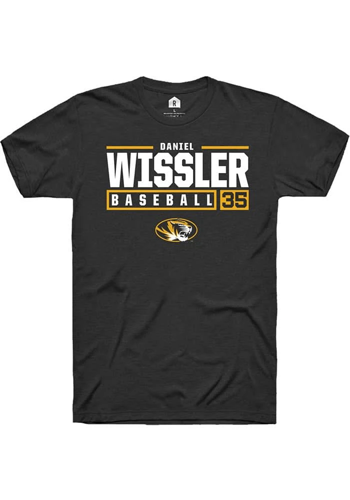 Daniel Wissler Missouri Tigers Black Rally NIL Stacked Box Short Sleeve T Shirt