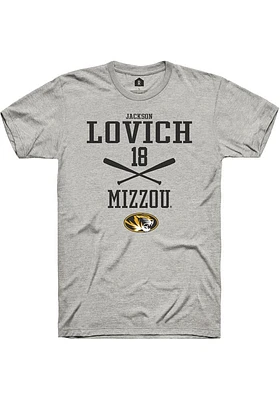 Jackson Lovich  Missouri Tigers Ash Rally NIL Sport Icon Short Sleeve T Shirt