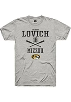Jackson Lovich  Missouri Tigers Ash Rally NIL Sport Icon Short Sleeve T Shirt