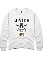 Jackson Lovich  Rally Missouri Tigers Mens White NIL Sport Icon Long Sleeve Crew Sweatshirt