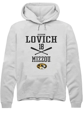 Jackson Lovich  Rally Missouri Tigers Mens White NIL Sport Icon Long Sleeve Hoodie