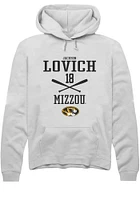 Jackson Lovich  Rally Missouri Tigers Mens White NIL Sport Icon Long Sleeve Hoodie