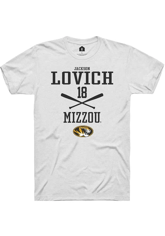 Jackson Lovich Missouri Tigers White Rally NIL Sport Icon Short Sleeve T Shirt