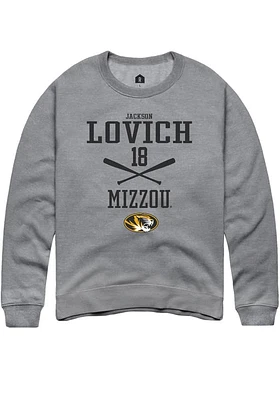 Jackson Lovich  Rally Missouri Tigers Mens Graphite NIL Sport Icon Long Sleeve Crew Sweatshirt