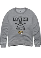 Jackson Lovich  Rally Missouri Tigers Mens Graphite NIL Sport Icon Long Sleeve Crew Sweatshirt