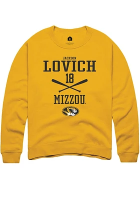Jackson Lovich  Rally Missouri Tigers Mens Gold NIL Sport Icon Long Sleeve Crew Sweatshirt