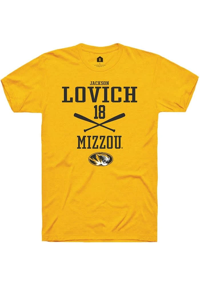 Jackson Lovich Missouri Tigers Gold Rally NIL Sport Icon Short Sleeve T Shirt