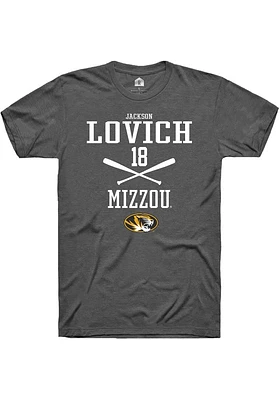 Jackson Lovich  Missouri Tigers Dark Grey Rally NIL Sport Icon Short Sleeve T Shirt