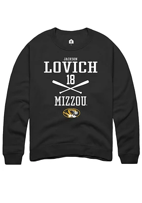 Jackson Lovich  Rally Missouri Tigers Mens Black NIL Sport Icon Long Sleeve Crew Sweatshirt