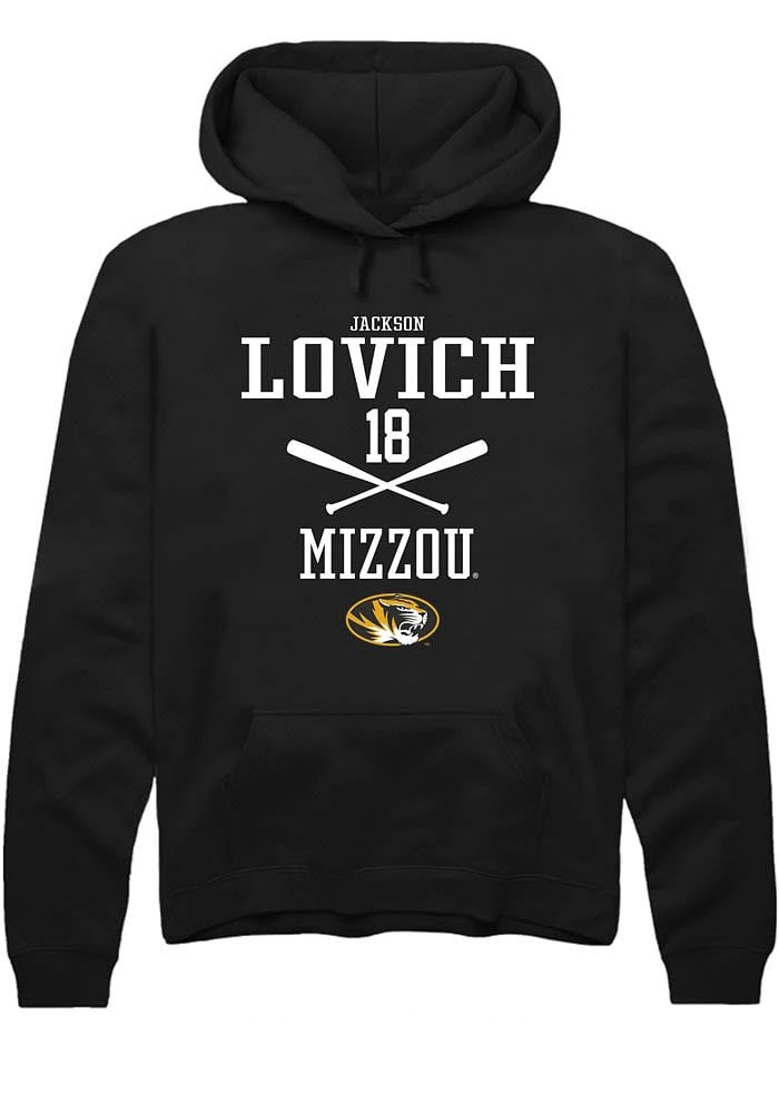 Jackson Lovich Rally Missouri Tigers Mens Black NIL Sport Icon Long Sleeve Hoodie