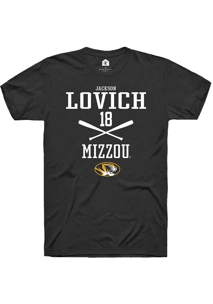 Jackson Lovich Missouri Tigers Black Rally NIL Sport Icon Short Sleeve T Shirt
