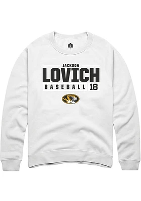 Jackson Lovich Rally Missouri Tigers Mens NIL Stacked Box Long Sleeve Crew Sweatshirt